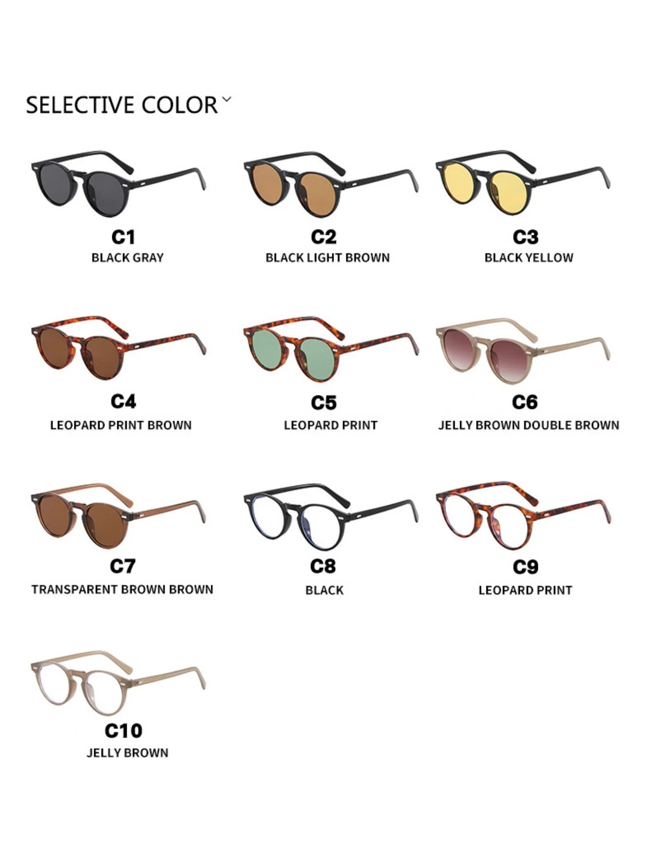 Round Frame Retro Minimalist Style Sunglasses - Image 24
