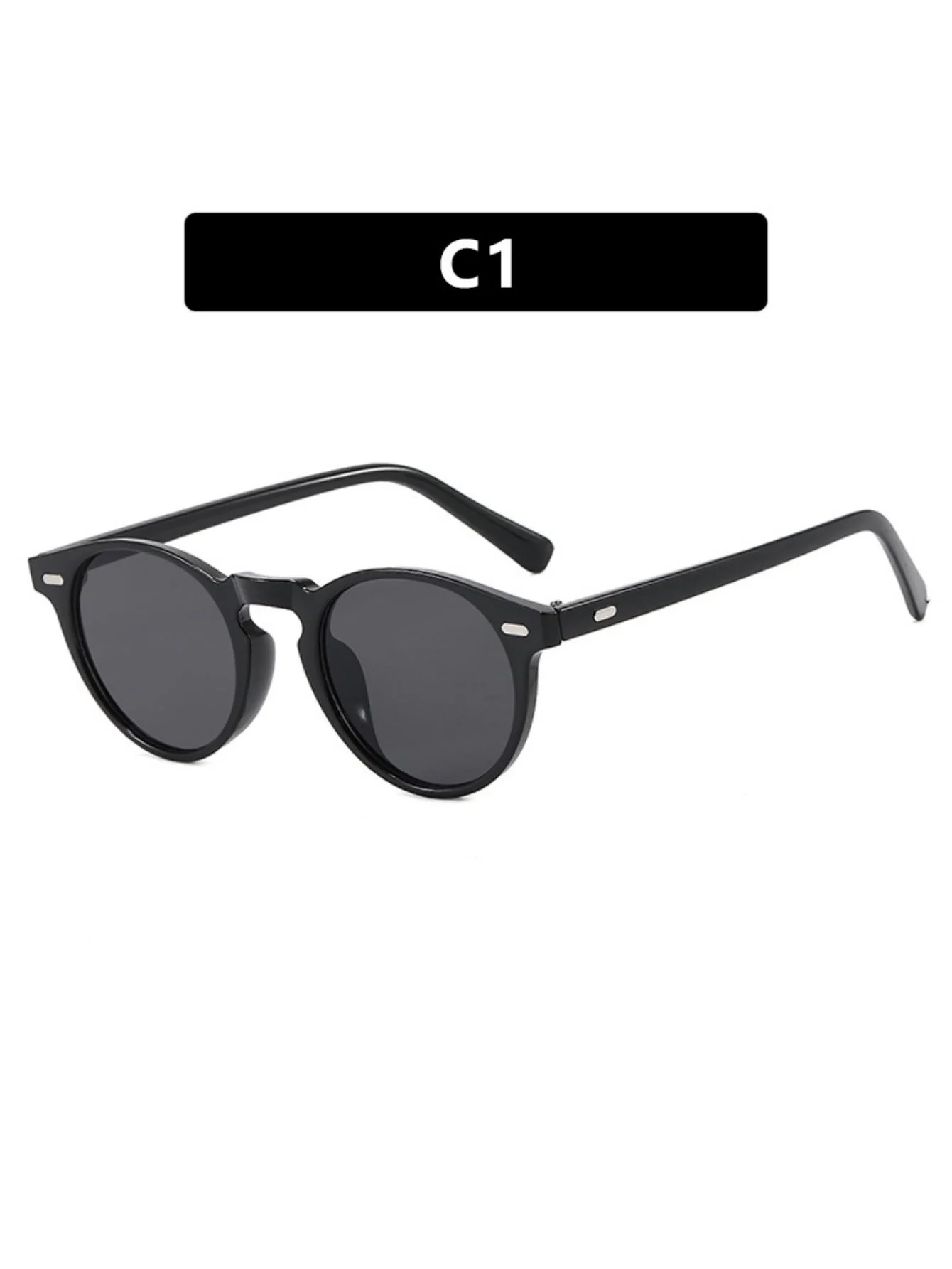 Round Frame Retro Minimalist Style Sunglasses - Image 5