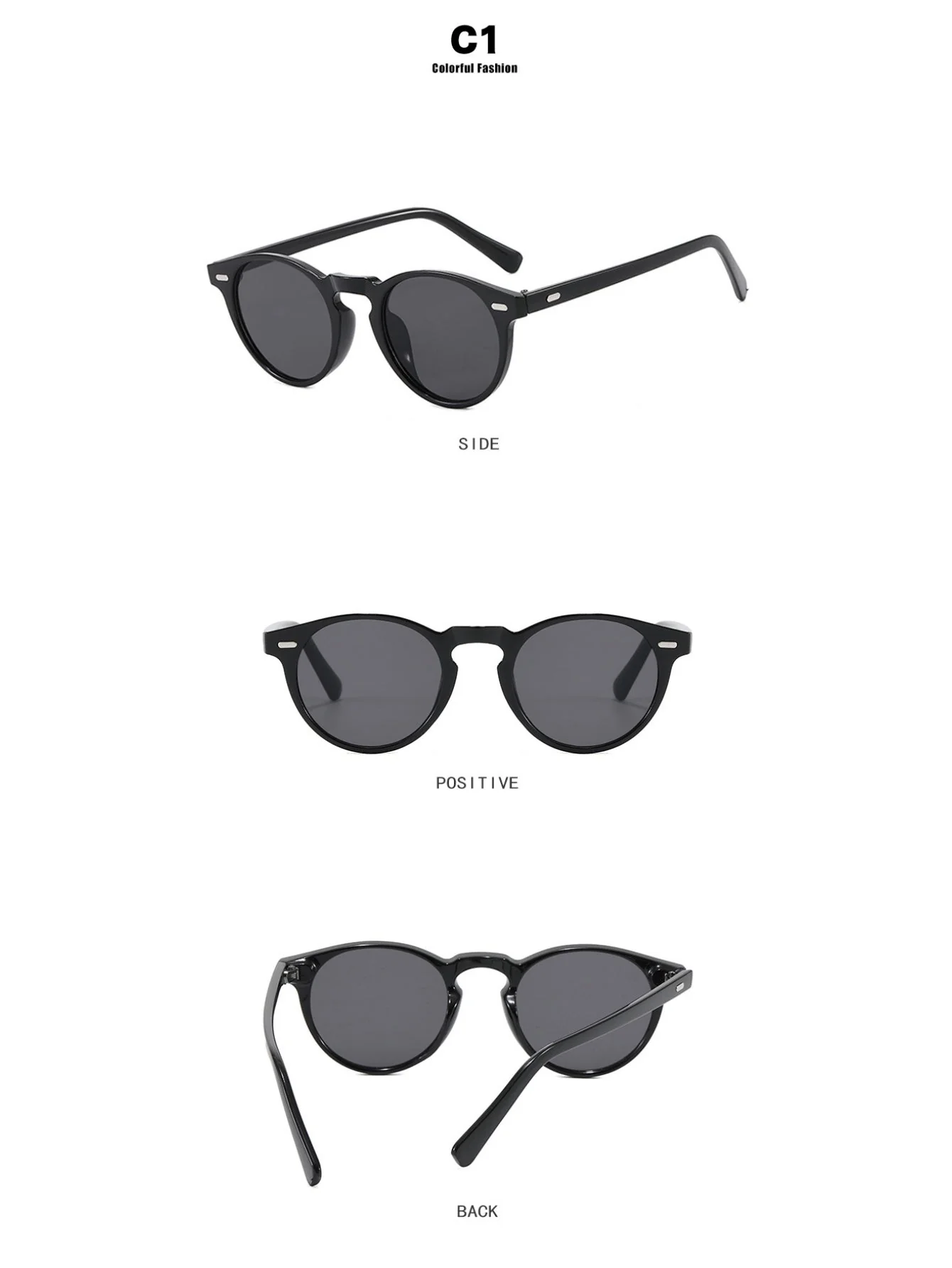 Round Frame Retro Minimalist Style Sunglasses - Image 6
