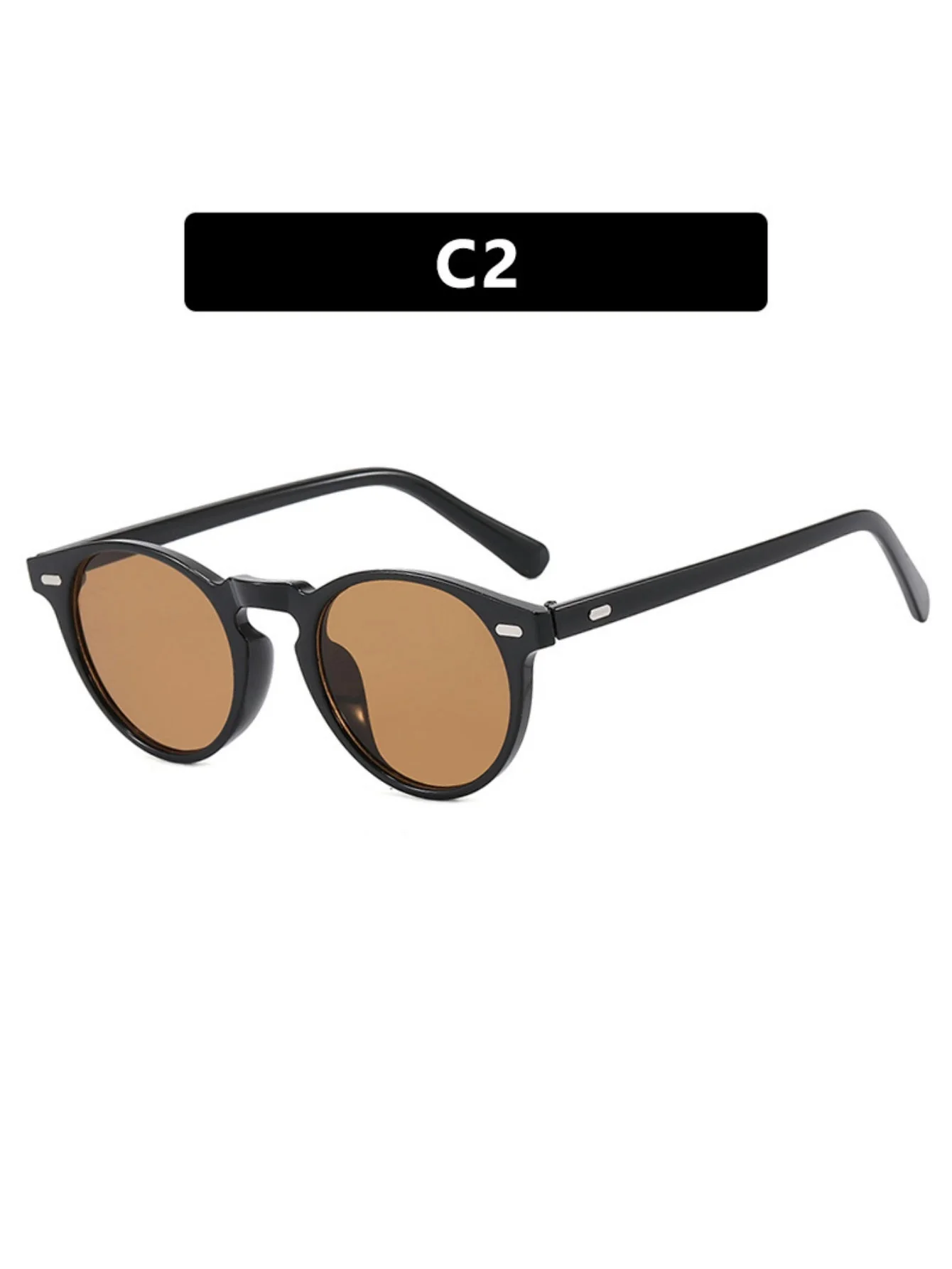 Round Frame Retro Minimalist Style Sunglasses - Image 7