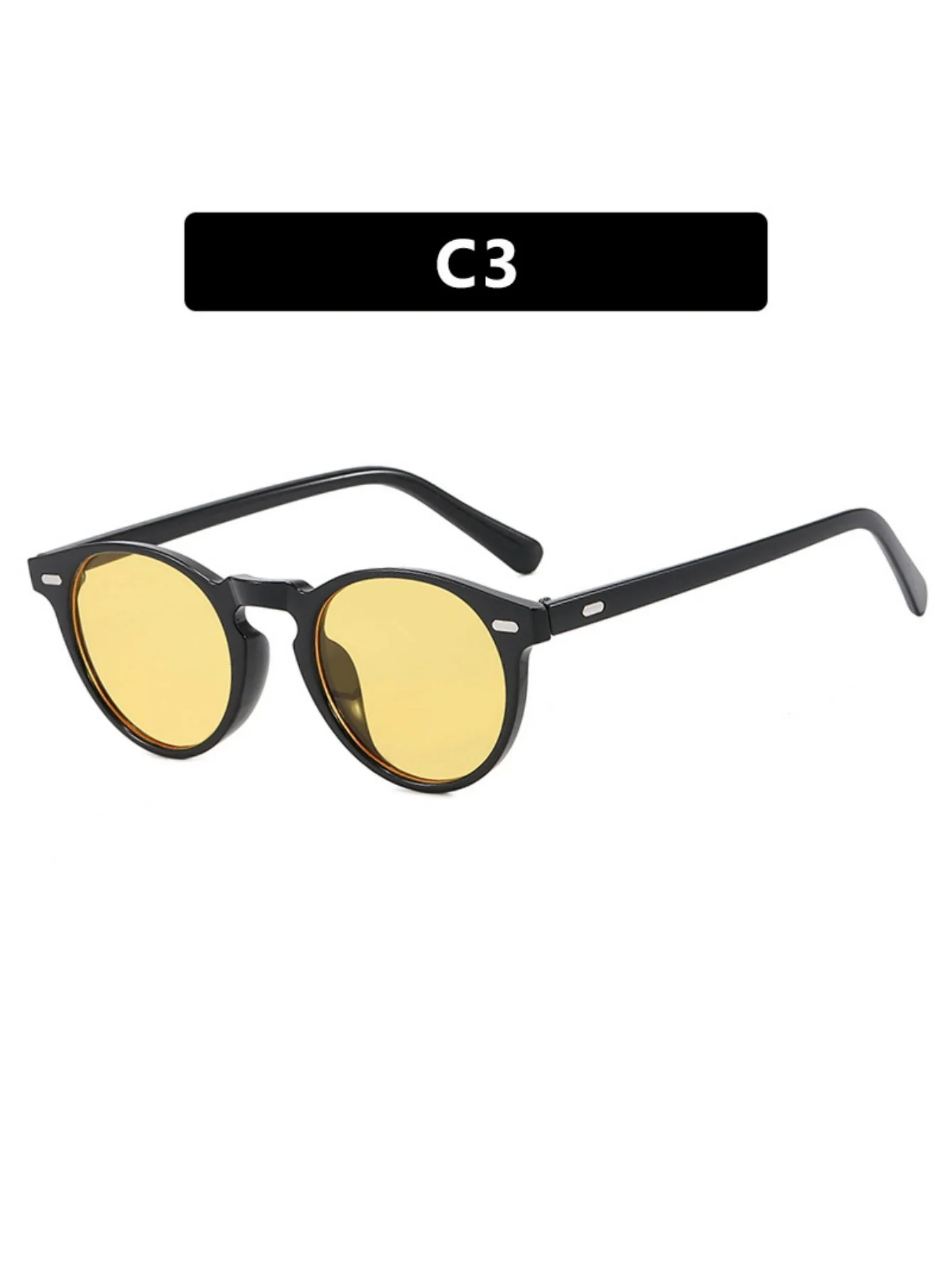 Round Frame Retro Minimalist Style Sunglasses - Image 9