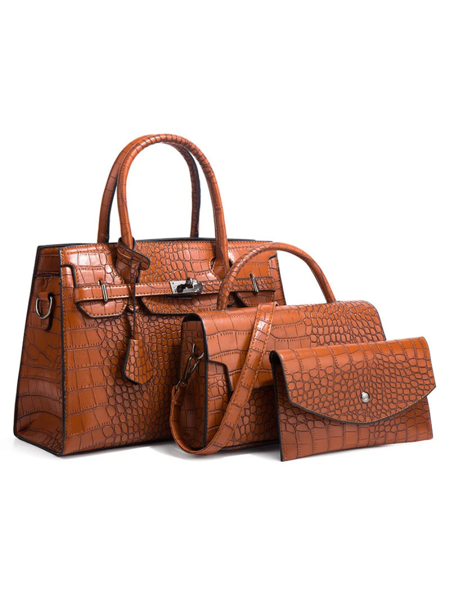 Crocodile-print Handbag 3-piece Set - Image 5