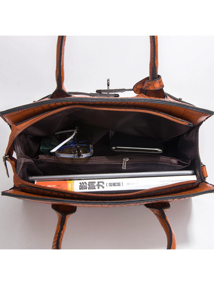 Crocodile-print Handbag 3-piece Set - Image 9