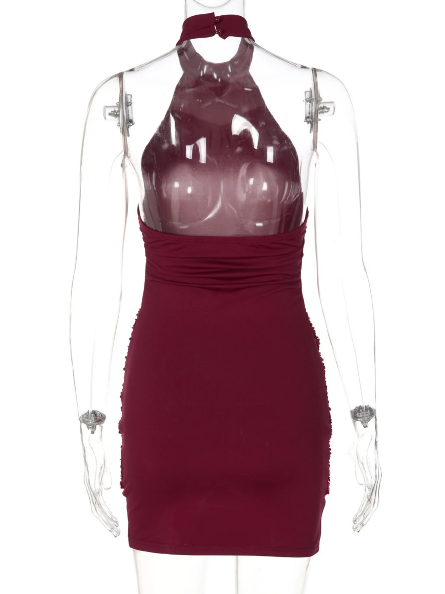 Sequins Exposed Backpack Buttocks Halter-neck Sleeveless Mini&Short Dresses - Image 5