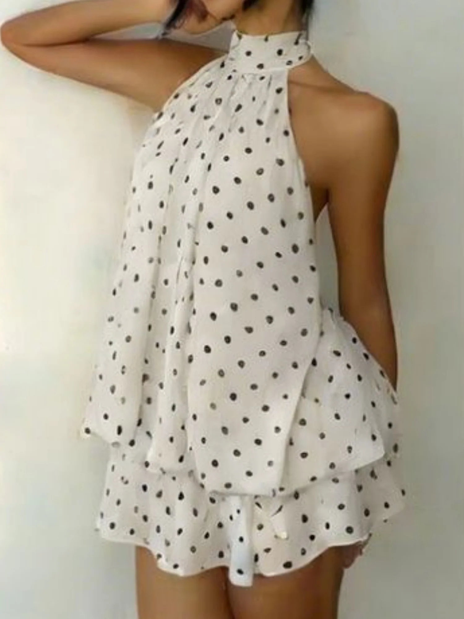 Chiffon Ruffle Halter Neck And Backless Mini&Short Dresses - Image 11
