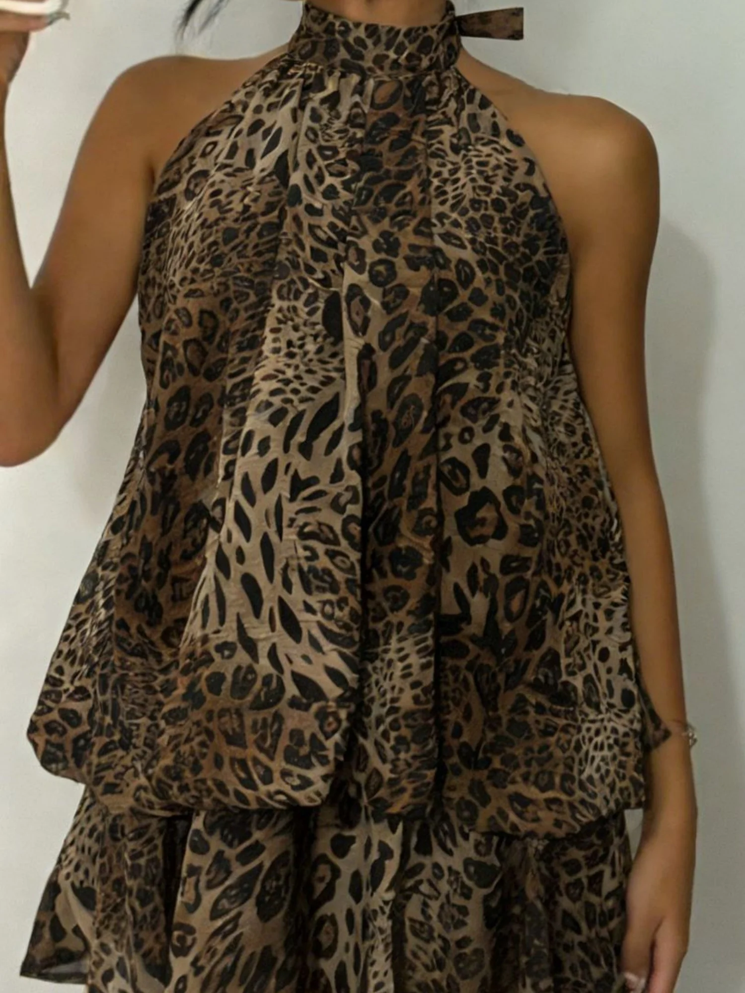 Chiffon Ruffle Halter Neck And Backless Mini&Short Dresses - Image 12