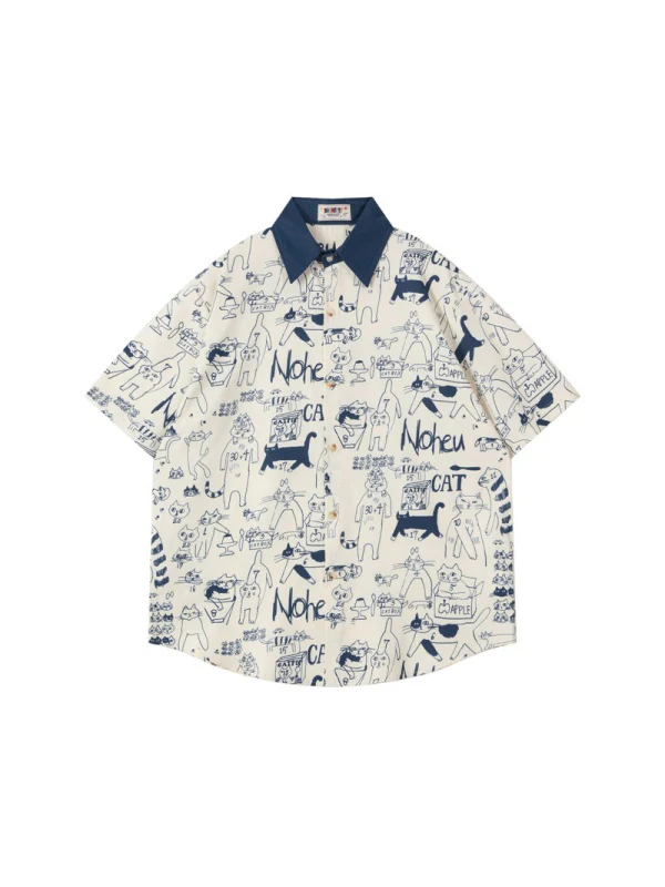 Cartoon Animals Graffiti Oversize Shirts - Image 2