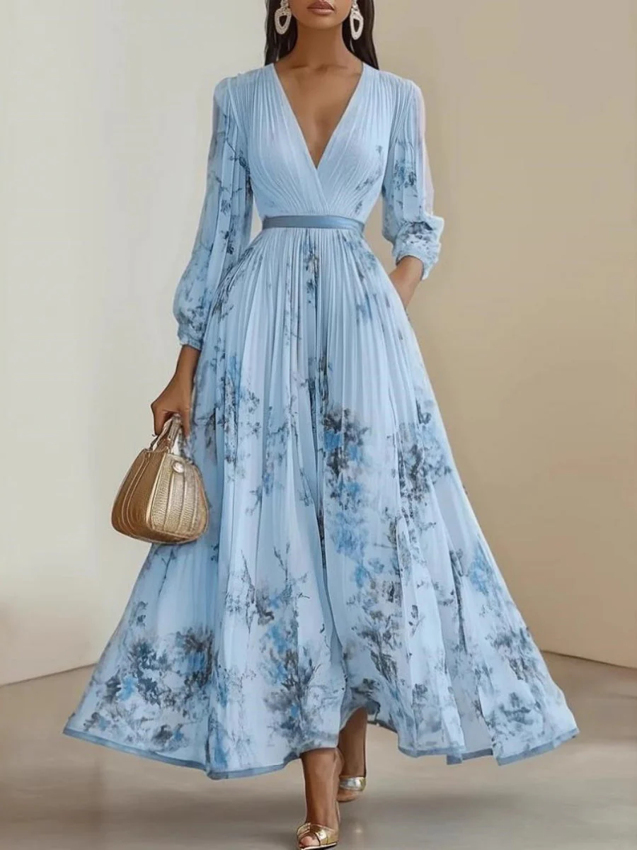 Zipper Plants And Flowers Maxi Dresses - Image 2