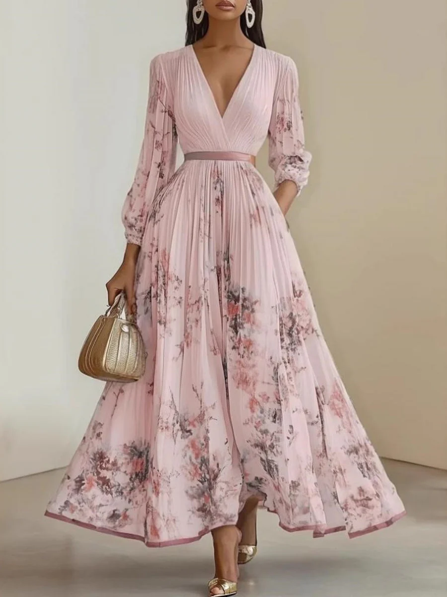 Zipper Plants And Flowers Maxi Dresses - Image 3