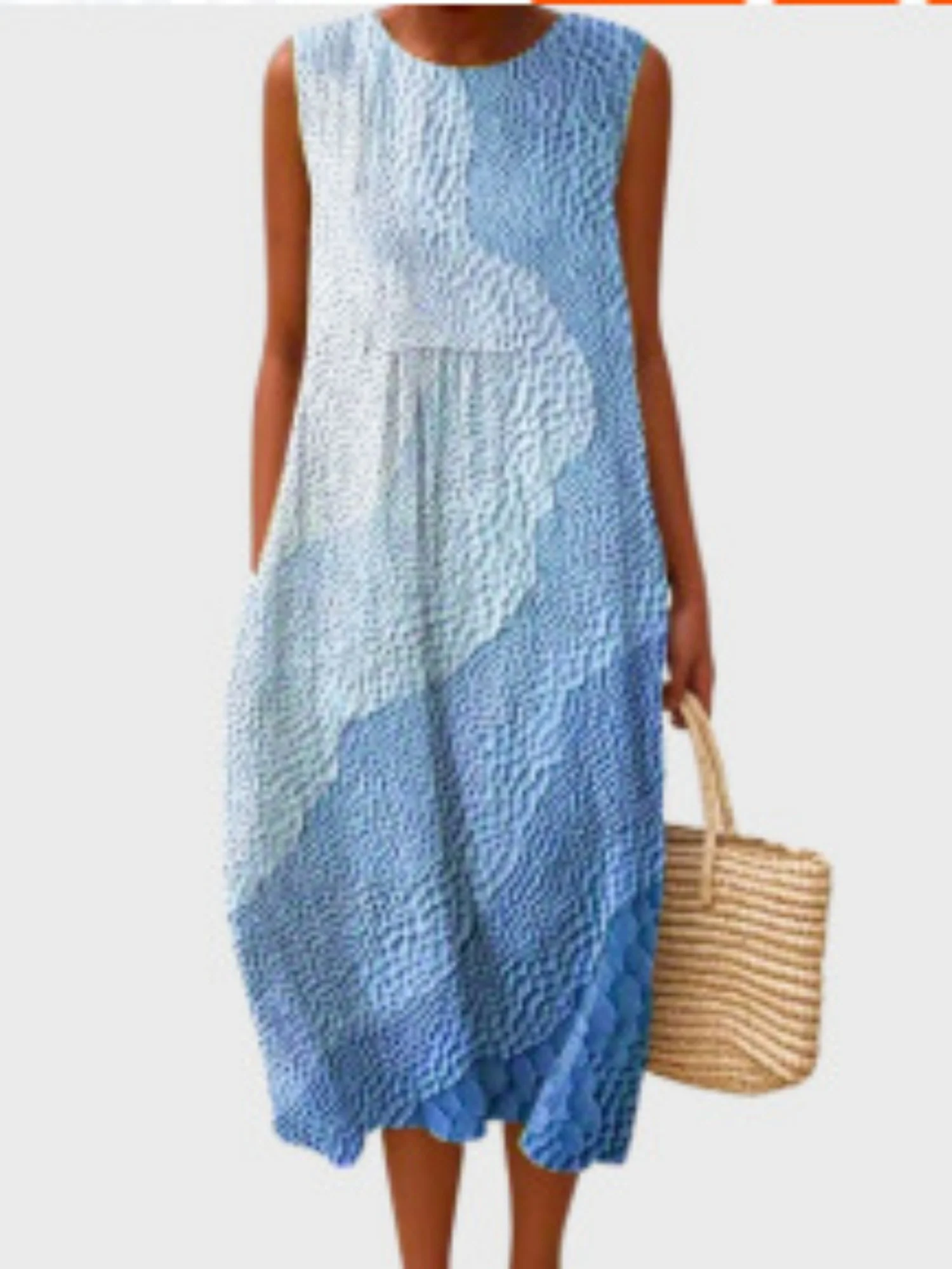 Printed Pocket Round Neck Sleeveless Maxi Dresses - Image 11