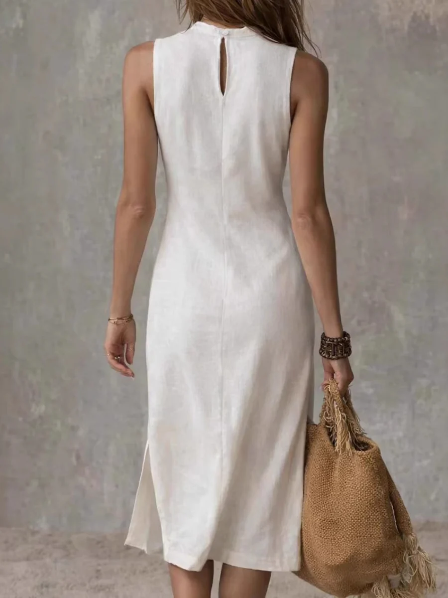 Sleeveless Tank Tops High Slit Temperament Knitting Midi Dresses - Image 2