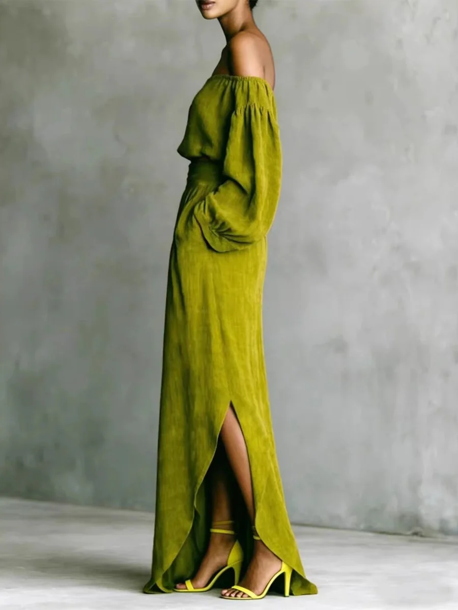 Off Shoulder Cropped Long-sleeved Two-piece Suit - Image 2