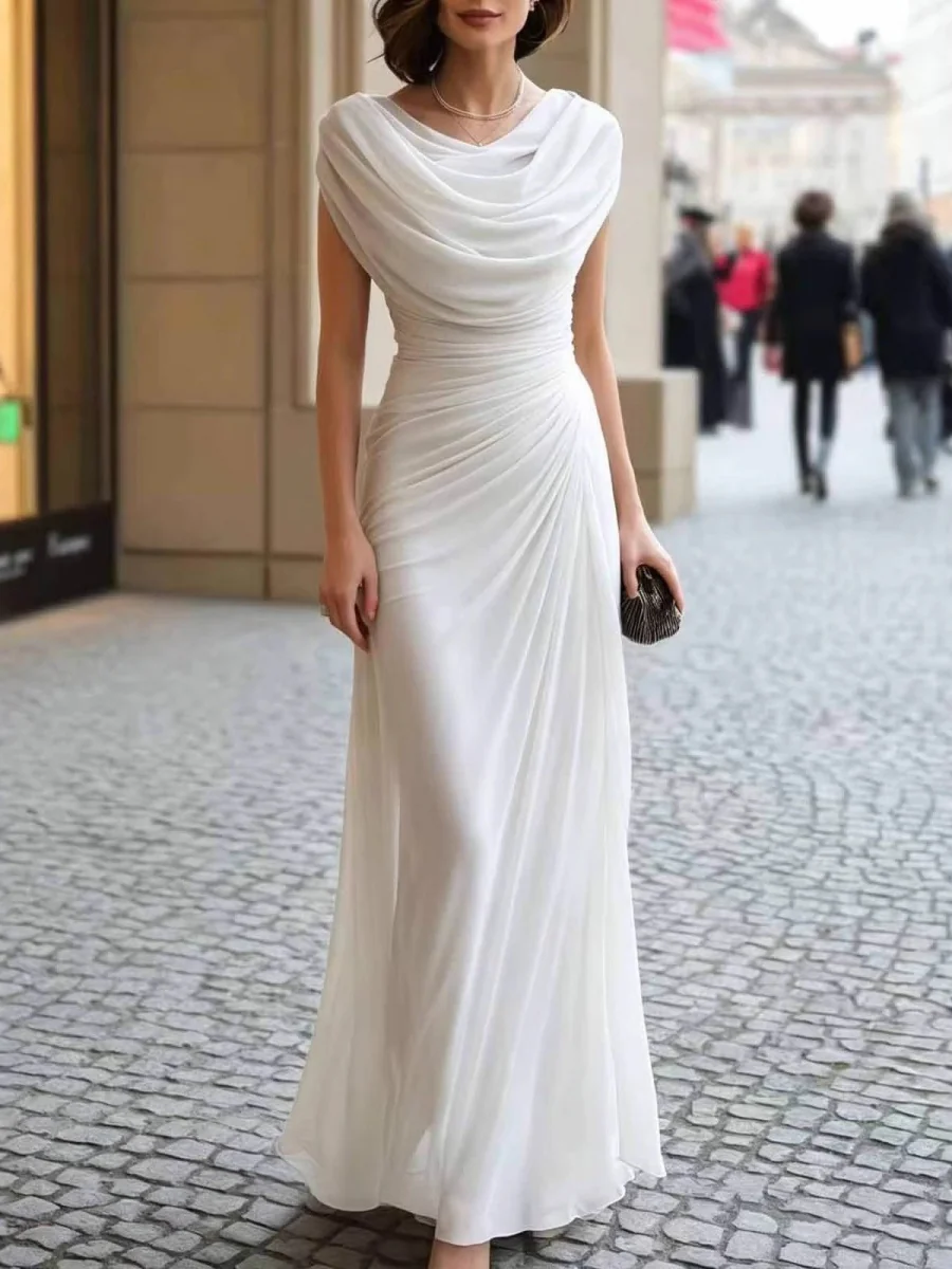 Swing Collar Tight Fit Pity Temperament Maxi Dresses - Image 7