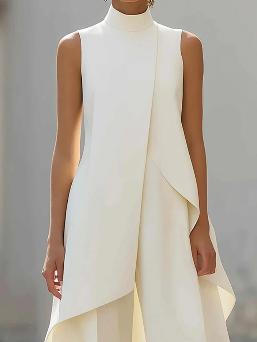 Commuting Temperament Sleeveless Top With Irregular Hem Straight-leg Trousers Set 2-piece Sets - Image 3