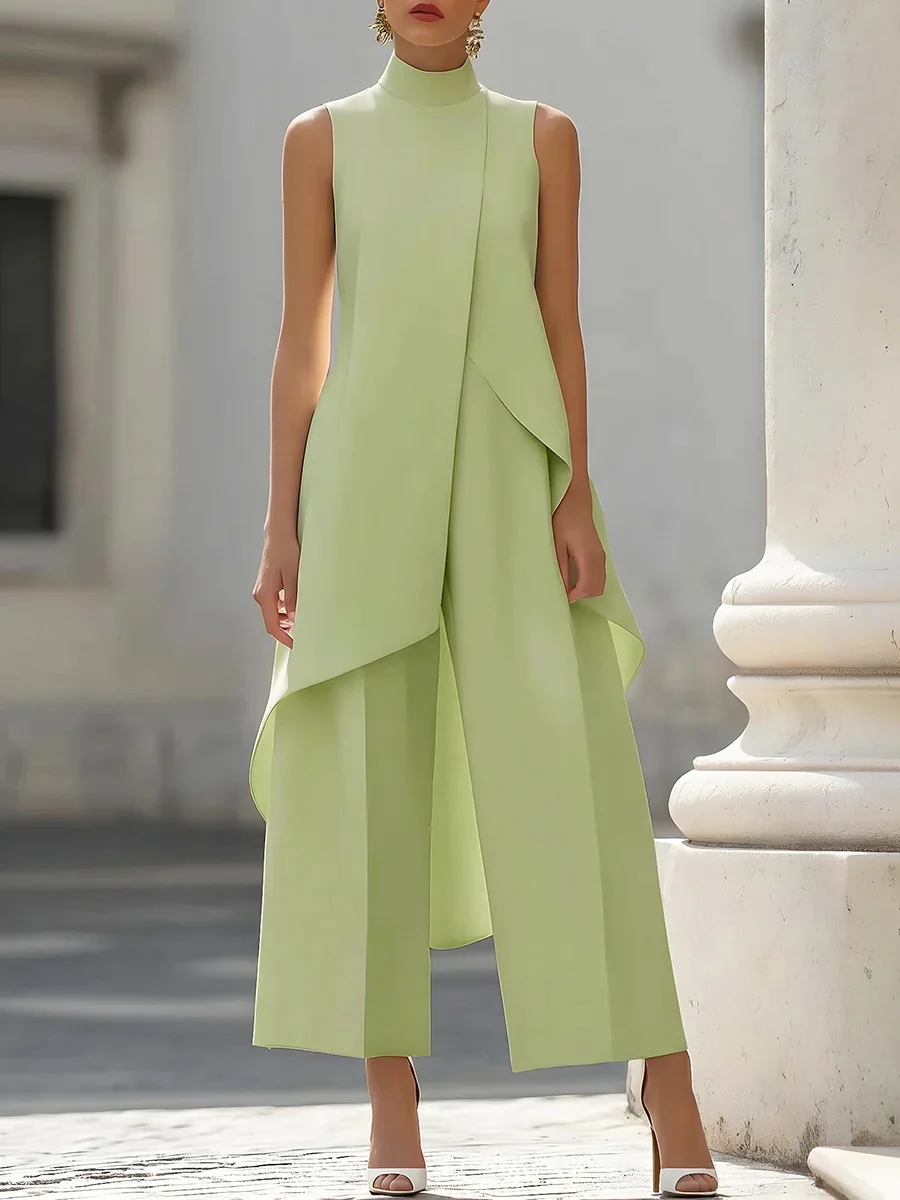 Commuting Temperament Sleeveless Top With Irregular Hem Straight-leg Trousers Set 2-piece Sets - Image 4