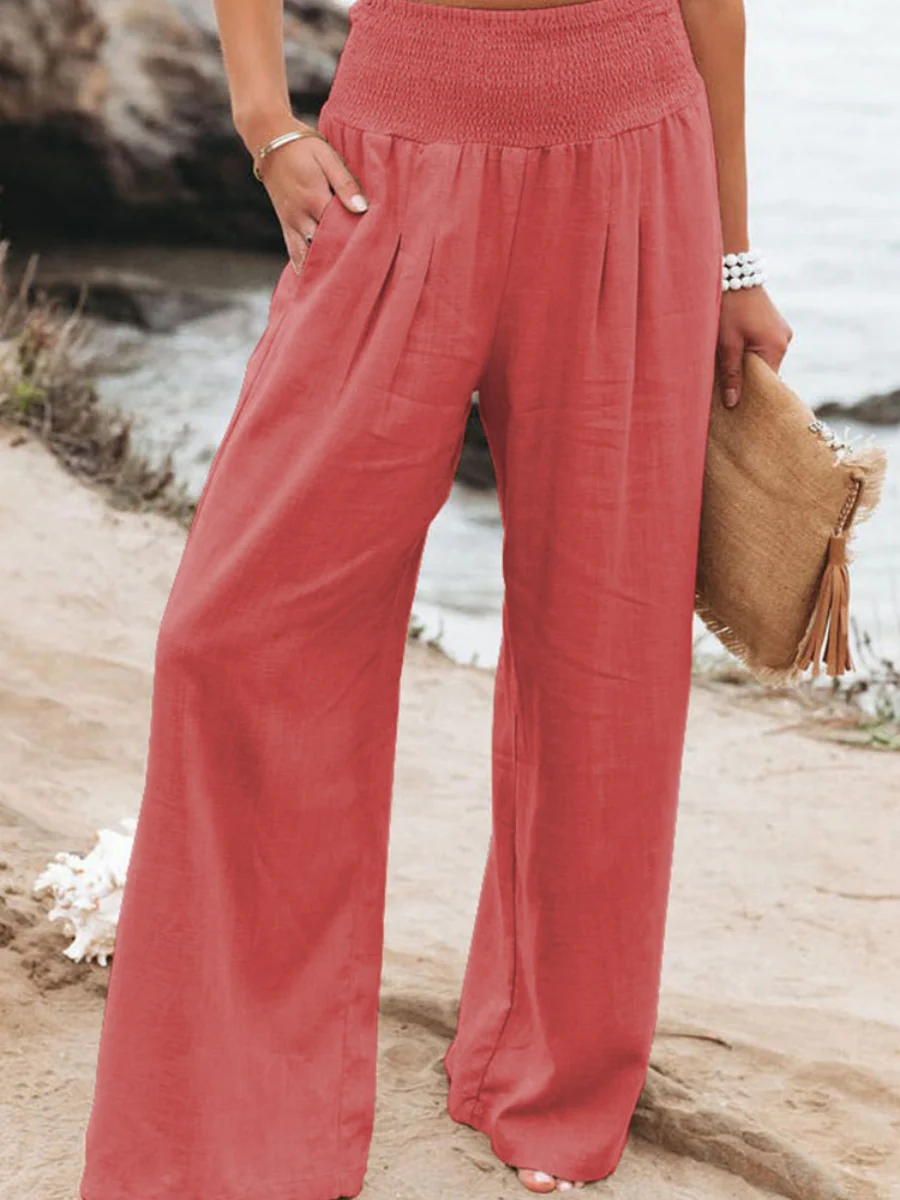 Cotton Blend Wide Leg Pocket Hit Pants - Image 14