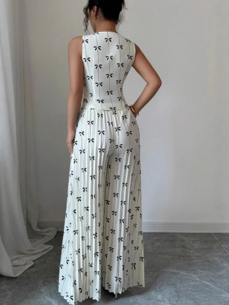 Floral Print Vest Top And Pleated Trousers Two-piece Set - Image 2