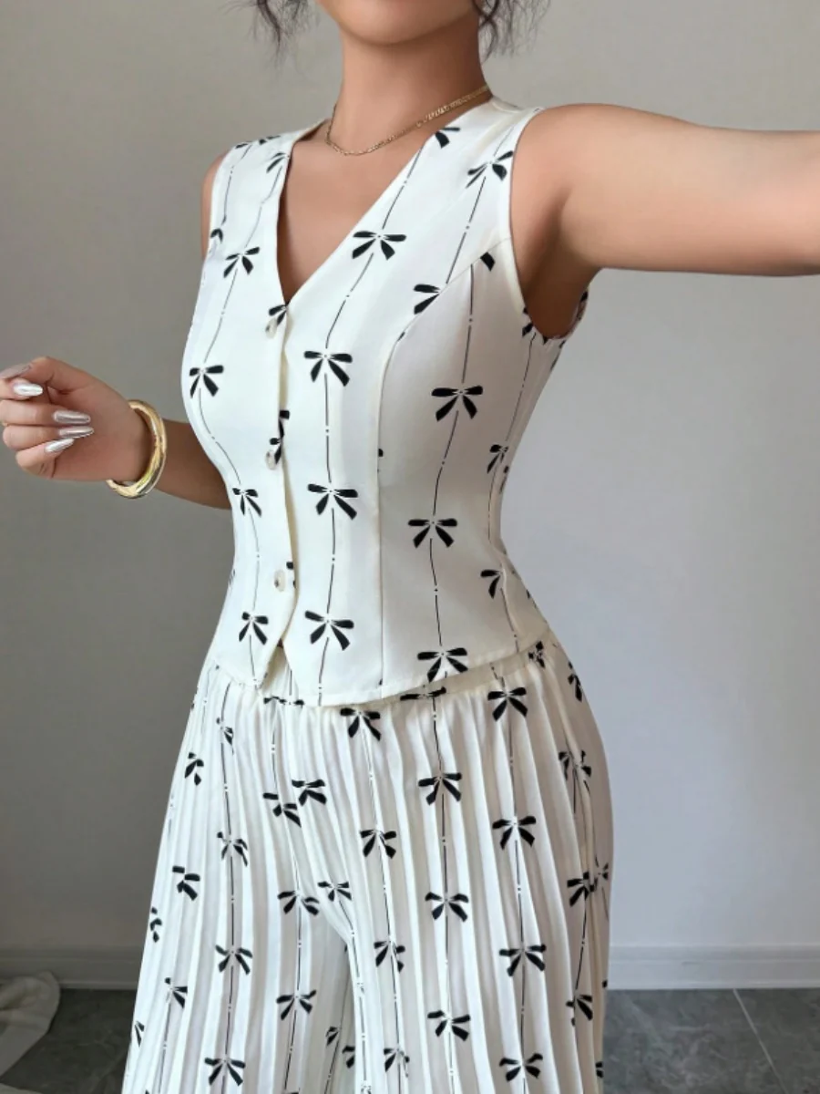 Floral Print Vest Top And Pleated Trousers Two-piece Set - Image 5