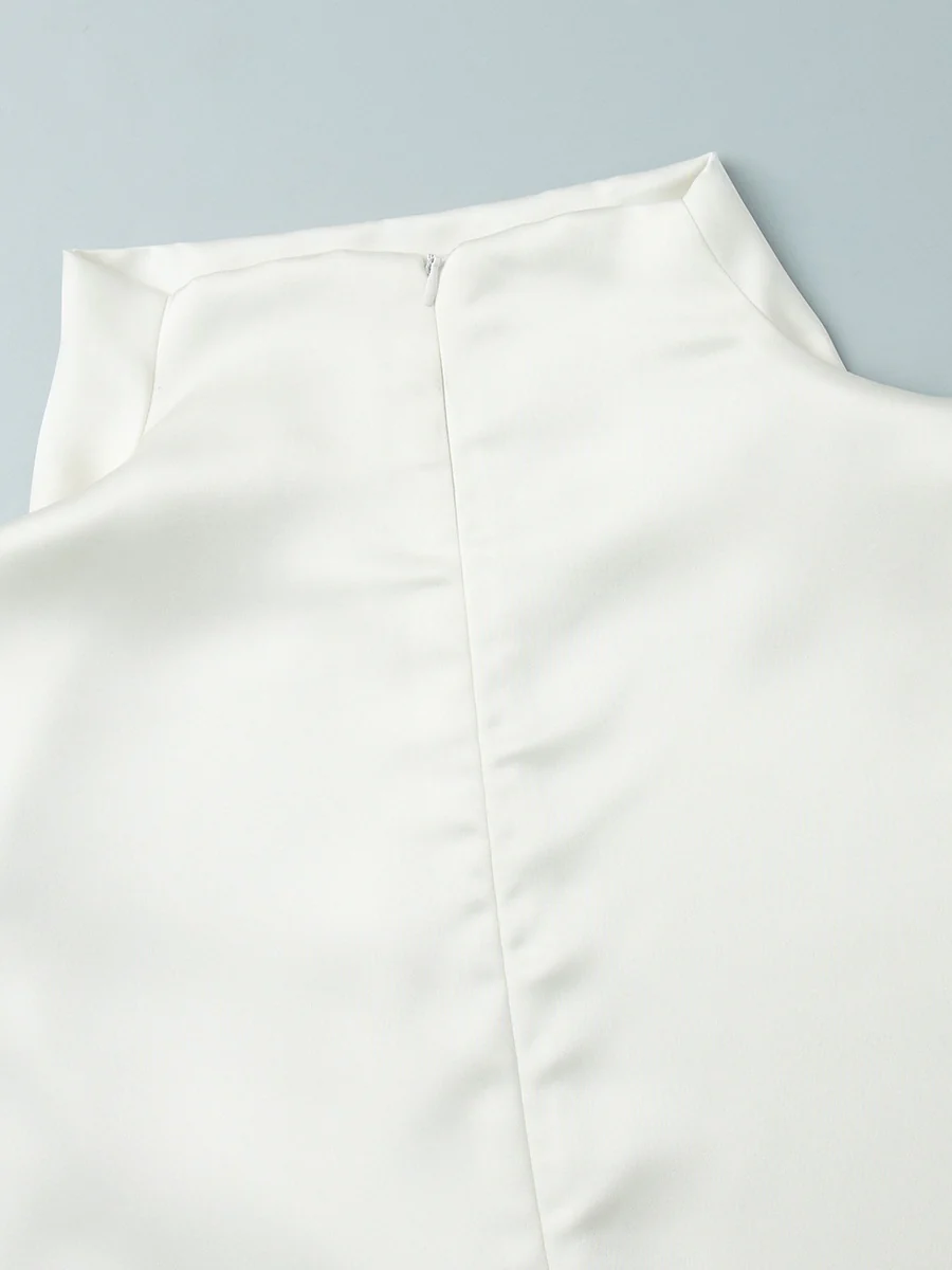 Irregular Satin Sleeveless Lace Splicing Jacket Mini&Short Dresses - Image 6