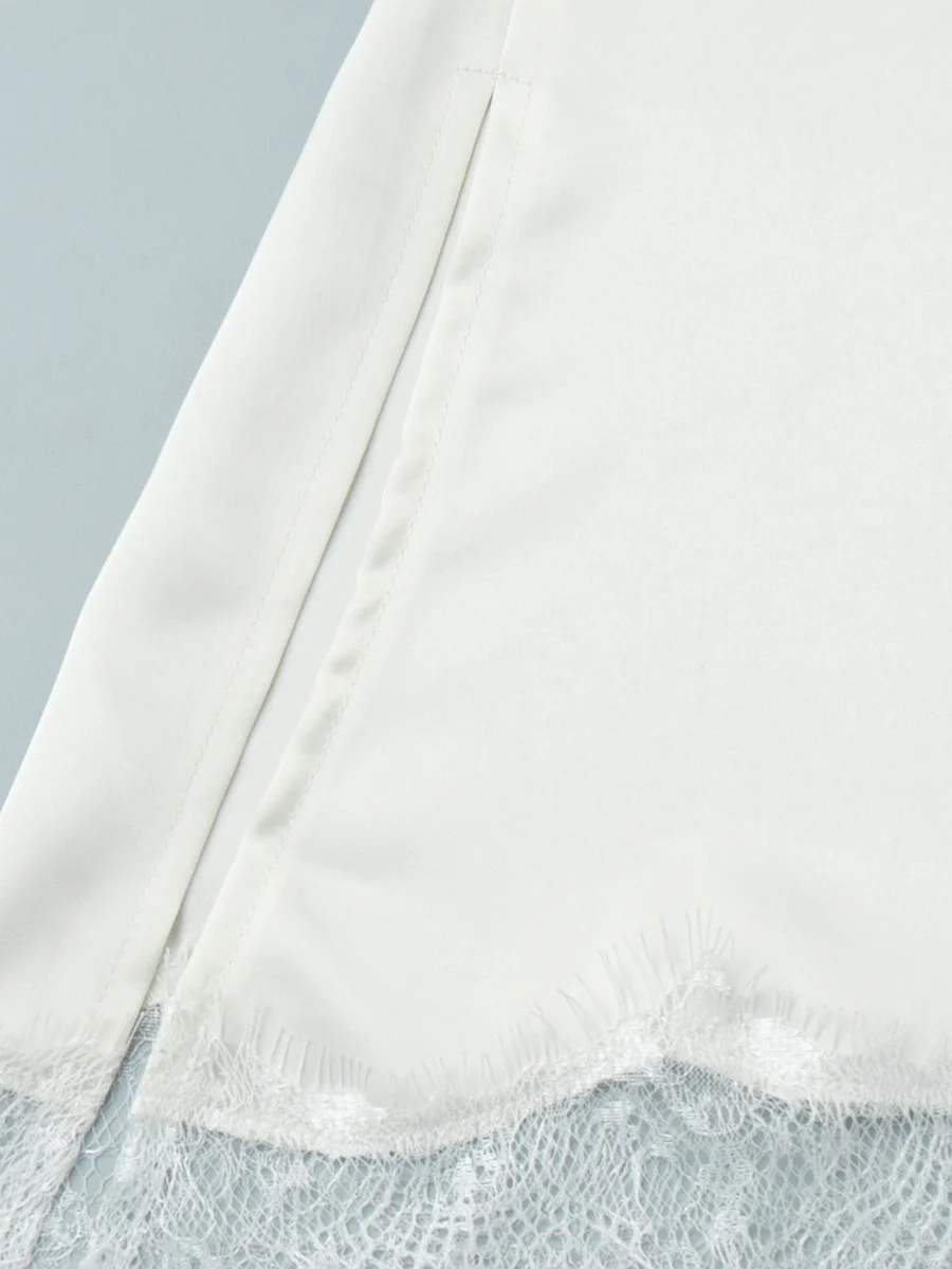Irregular Satin Sleeveless Lace Splicing Jacket Mini&Short Dresses - Image 8