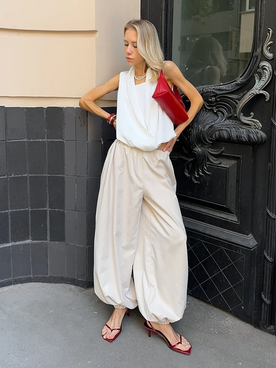 Pure Cotton Lantern Pants Color Loose-fit Comfort Pants - Image 16