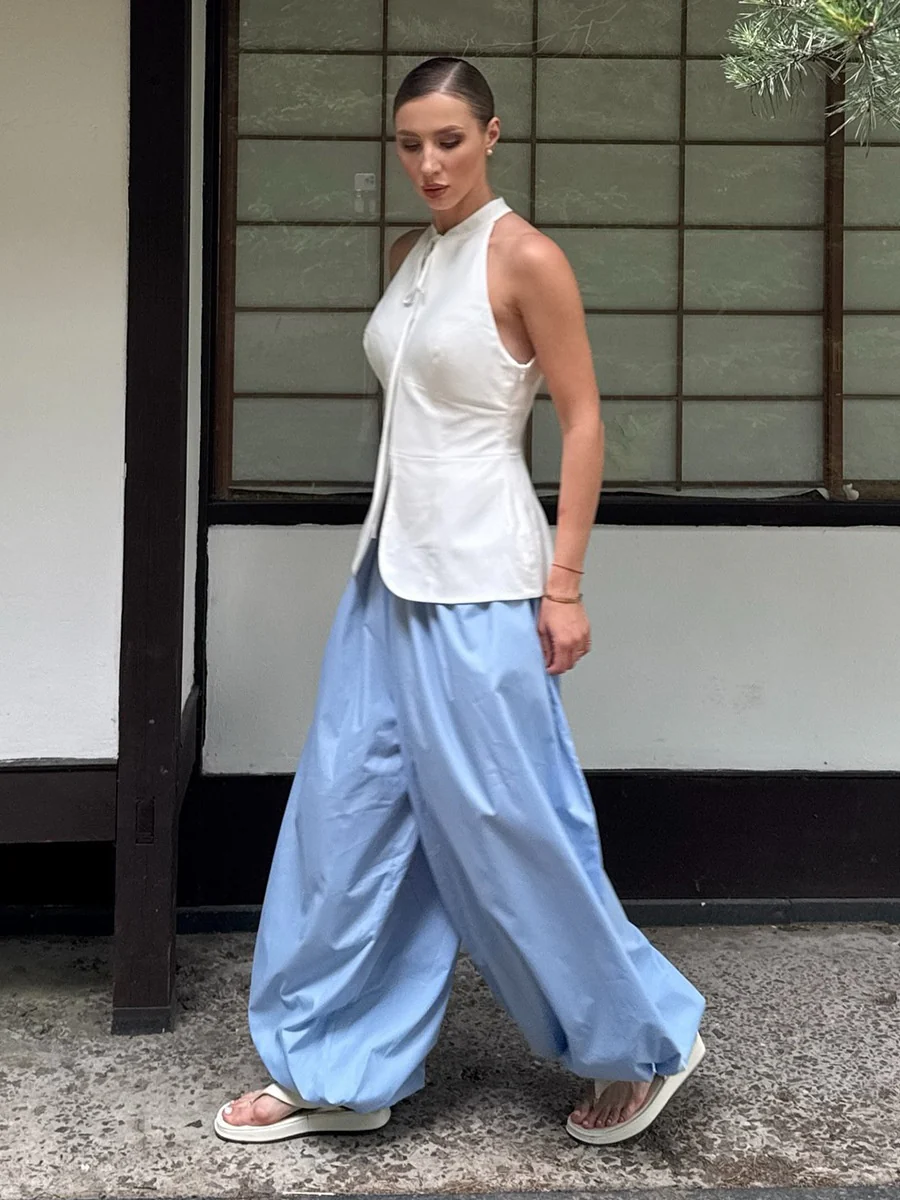 Pure Cotton Lantern Pants Color Loose-fit Comfort Pants - Image 3