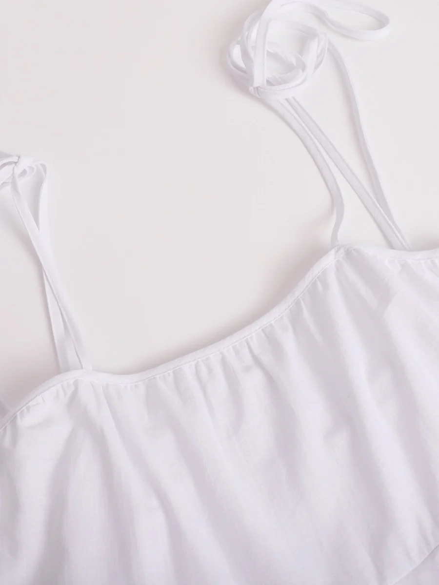 Pure Cotton Cake Skirt Backless Camisoles Beach Cover-up Mini&Short Dresses - Image 18