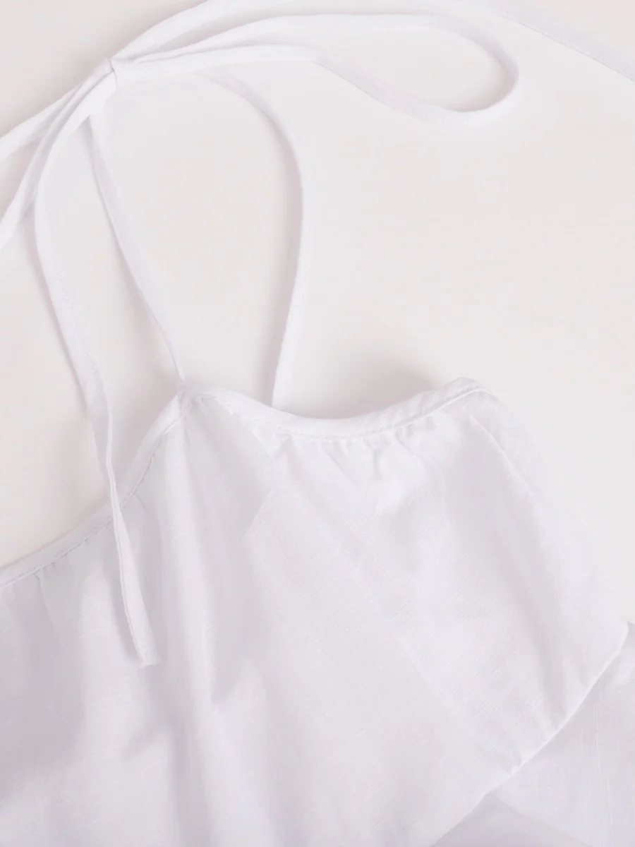 Pure Cotton Cake Skirt Backless Camisoles Beach Cover-up Mini&Short Dresses - Image 19
