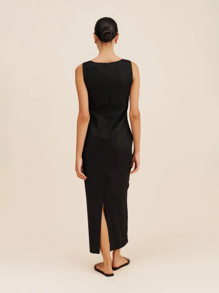 Square Collar Cotton And Linen Camisoles Leisure Temperament Maxi Dresses - Image 7