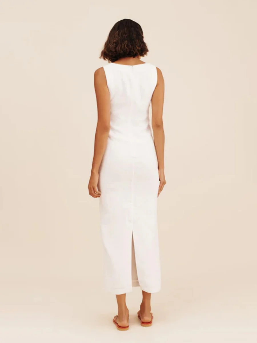Square Collar Cotton And Linen Camisoles Leisure Temperament Maxi Dresses - Image 9