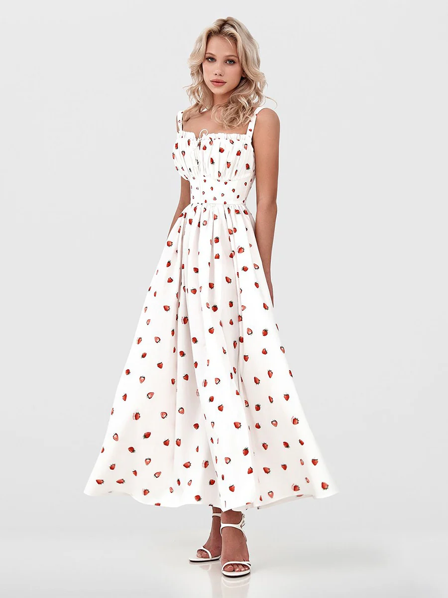 Floral Printed Camisoles High Waist Slit Maxi Dresses - Image 2