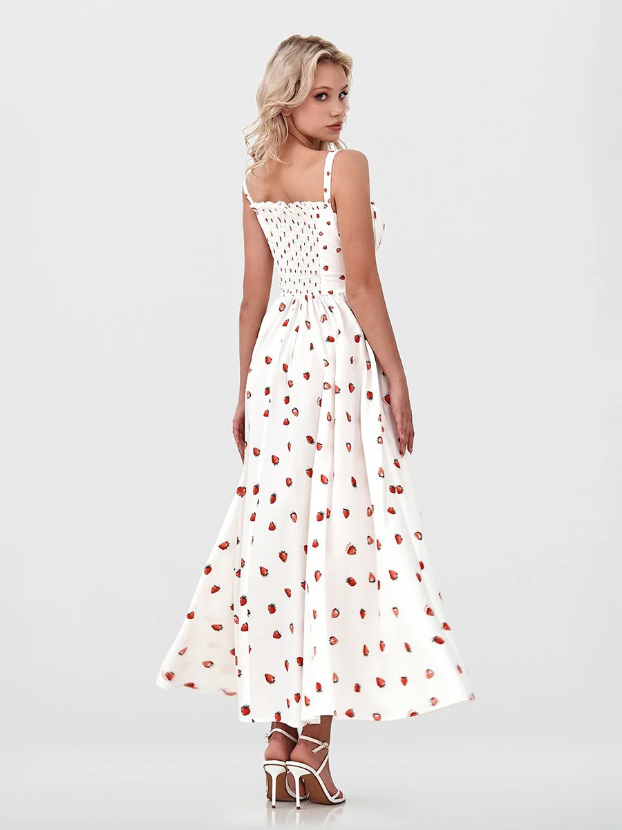 Floral Printed Camisoles High Waist Slit Maxi Dresses - Image 3