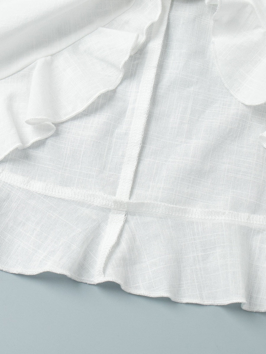 Pure Cotton Lapel Hip-hugging Shirts Mini&Short Dresses - Image 38