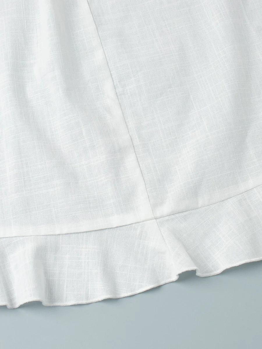 Pure Cotton Lapel Hip-hugging Shirts Mini&Short Dresses - Image 39