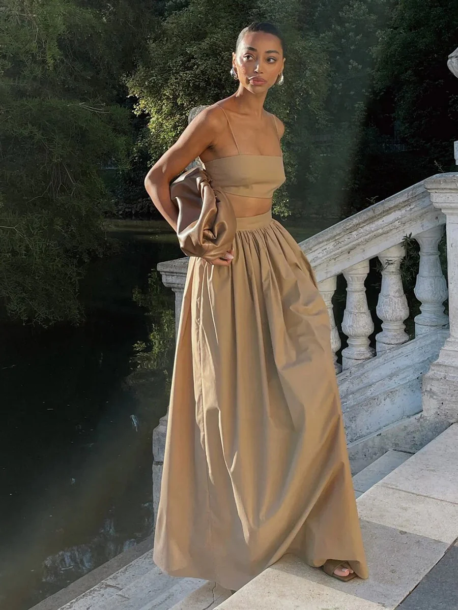 Pure Cotton Strapless Bra Jacket High-waisted Long Skirt Vacation Package 2-piece Sets - Image 16