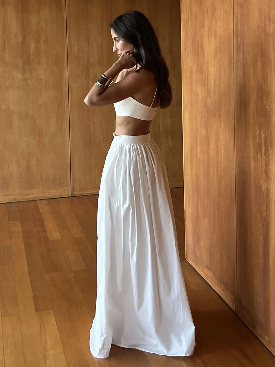 Pure Cotton Strapless Bra Jacket High-waisted Long Skirt Vacation Package 2-piece Sets - Image 4