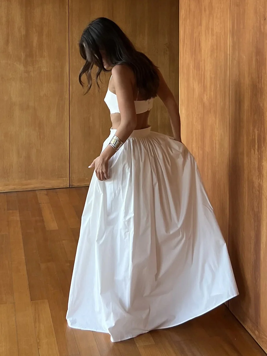 Pure Cotton Strapless Bra Jacket High-waisted Long Skirt Vacation Package 2-piece Sets - Image 7