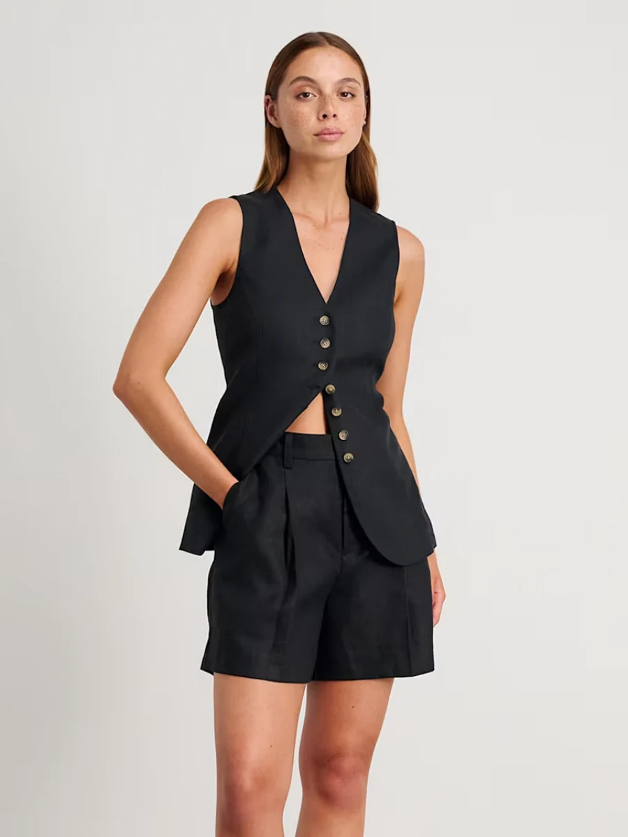 Flax Commuter Vest Loose Shorts Set 2-piece Sets - Image 13