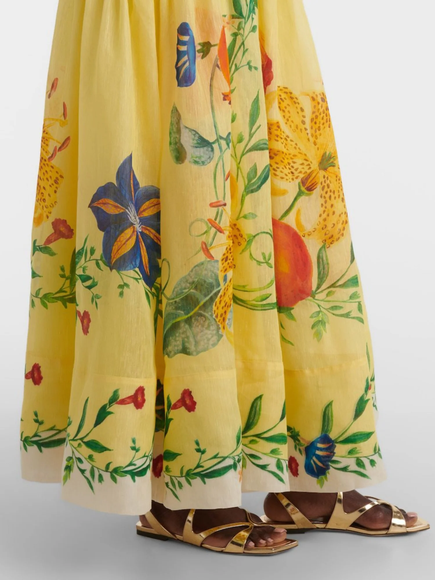 Printed Halter Neck Deep V-neck Backless Large Skirt Maxi Dresses - Image 5