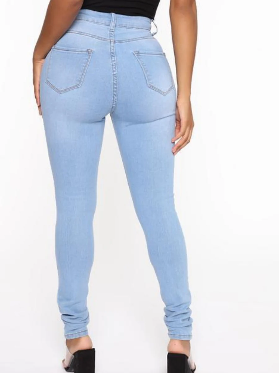 High-waisted Straight Leg Distressed Skinny Jeans - Image 4