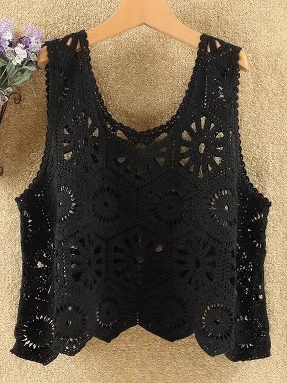 Loose Crochet Vest Sheer Top - Image 12
