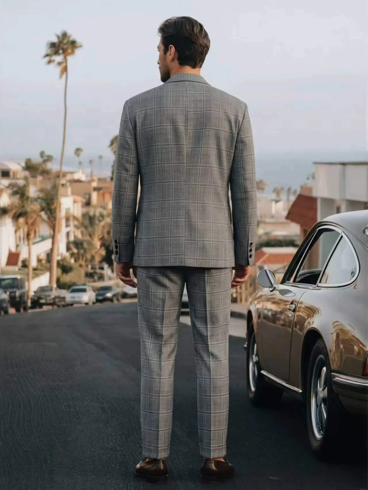 Plaid Slim-fit Business Suit 2-piece Sets Set - Image 4