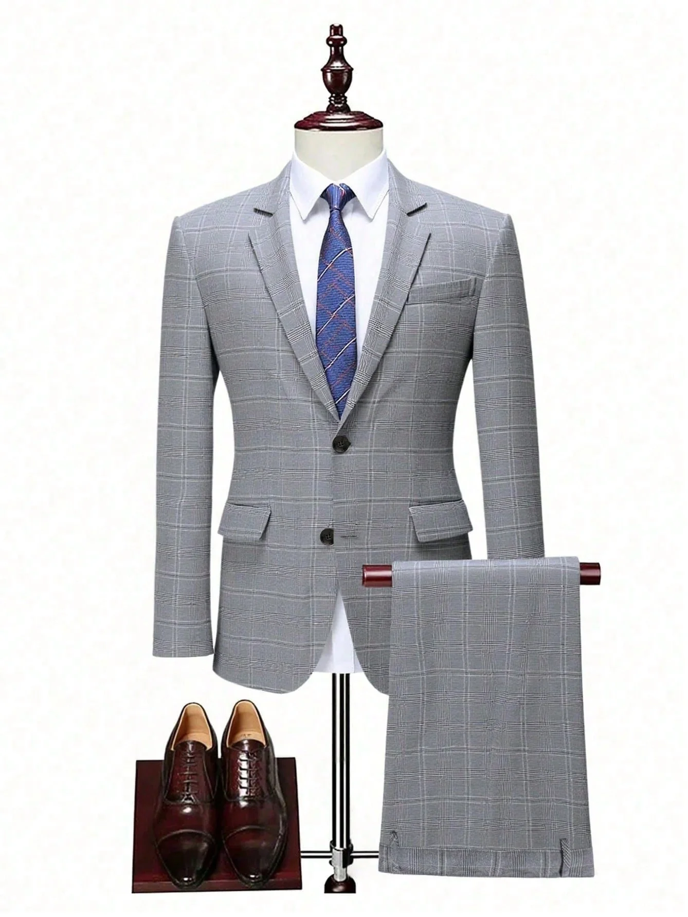 Plaid Slim-fit Business Suit 2-piece Sets Set - Image 5
