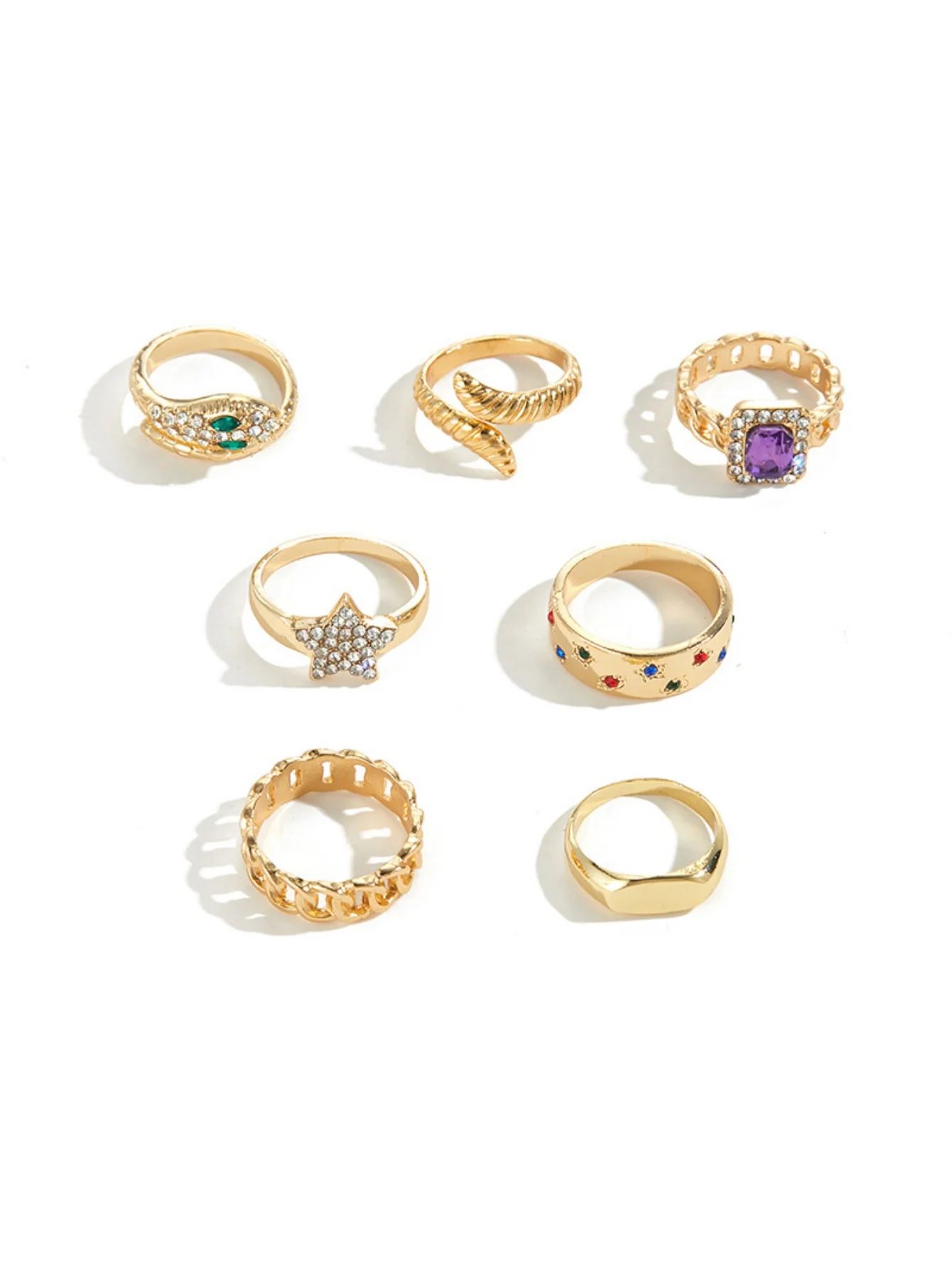 Star-studded Exaggerated Open Ring Set - Image 5