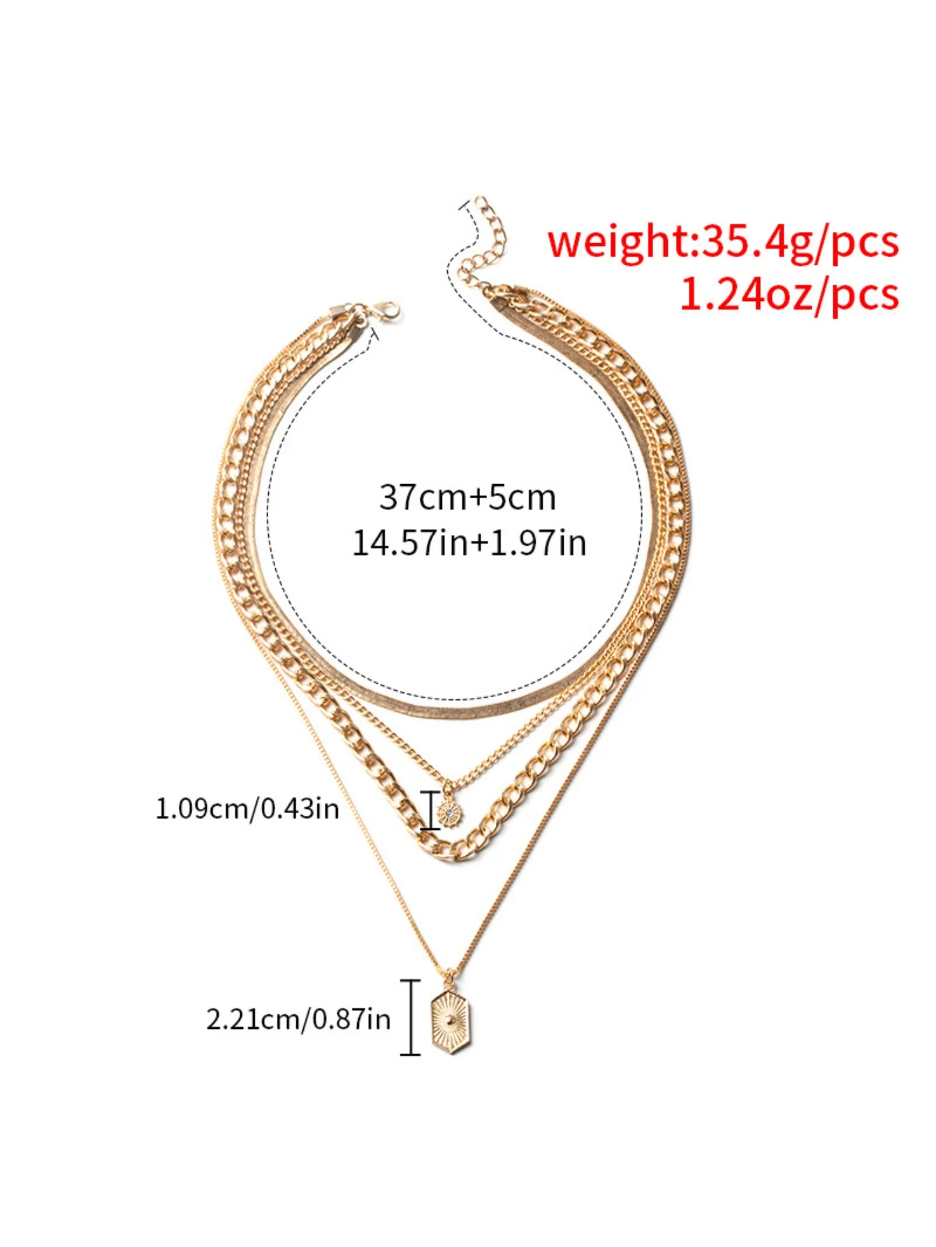 Diamond-encrusted Diamond-shaped Square Alloy Necklace - Image 6