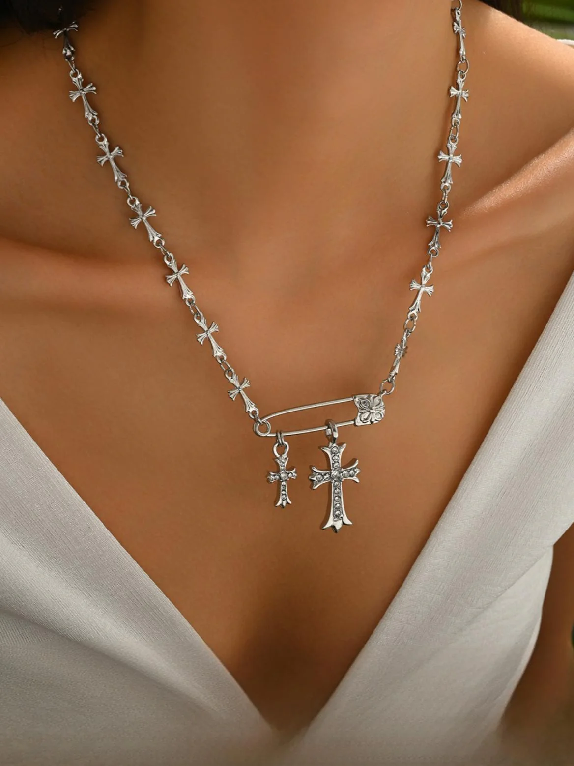 Brooch Cross Necklace
