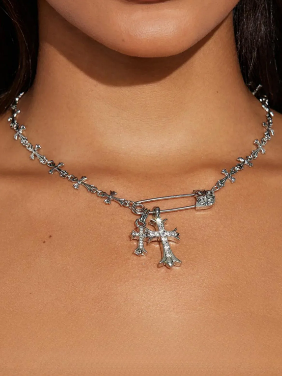 Brooch Cross Necklace - Image 2