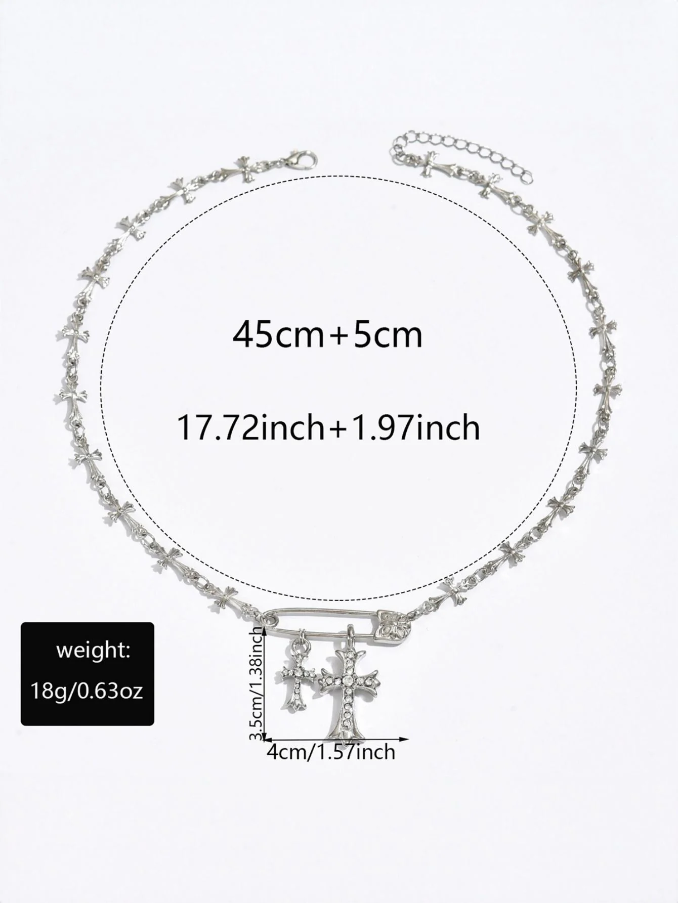 Brooch Cross Necklace - Image 6
