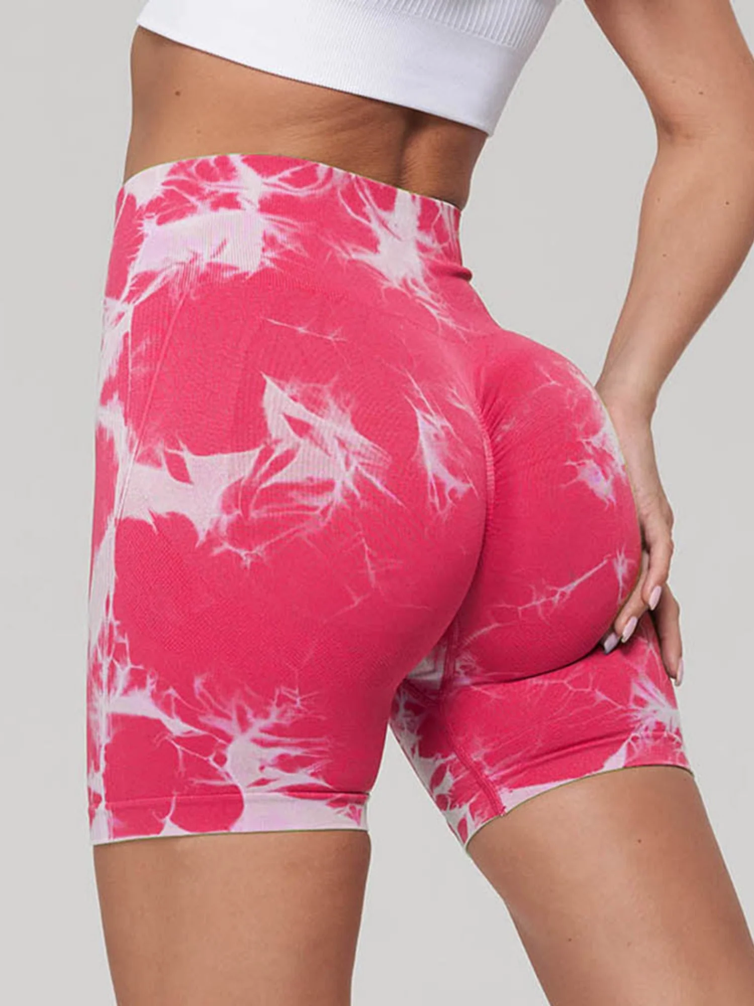 Seamless Tie-dye High-waisted, Tummy-flattening, And Butt-lifting Yoga Shorts - Image 3