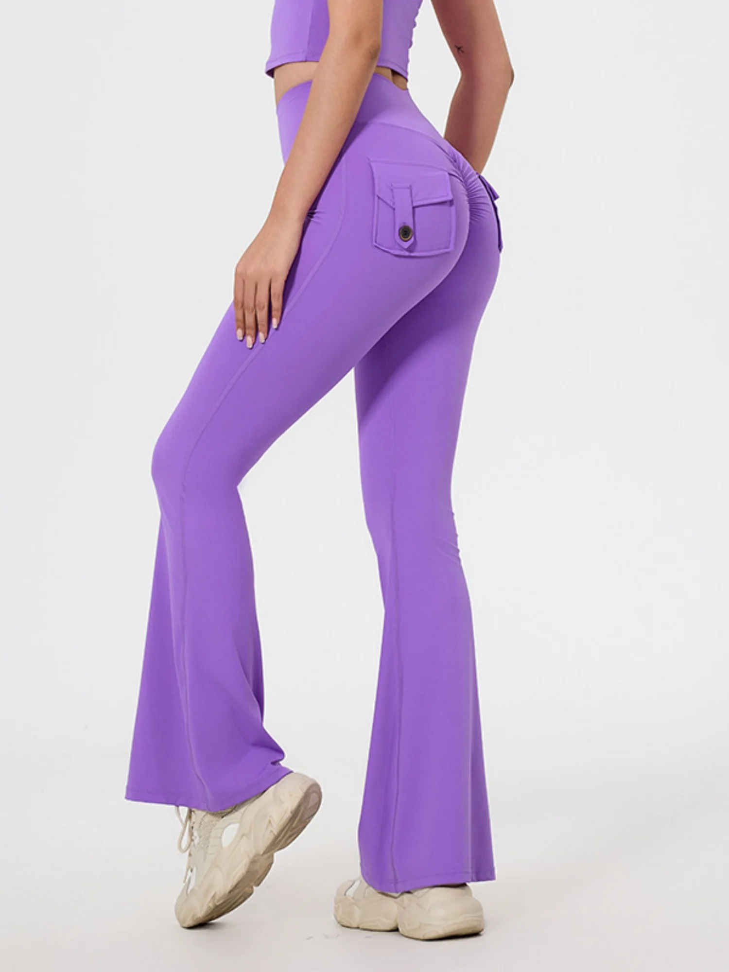 Bare-feel Pocket High-waisted Hip Lift Sports Yoga Pants - Image 5